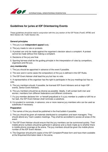 Jury Guidelines - International Orienteering Federation