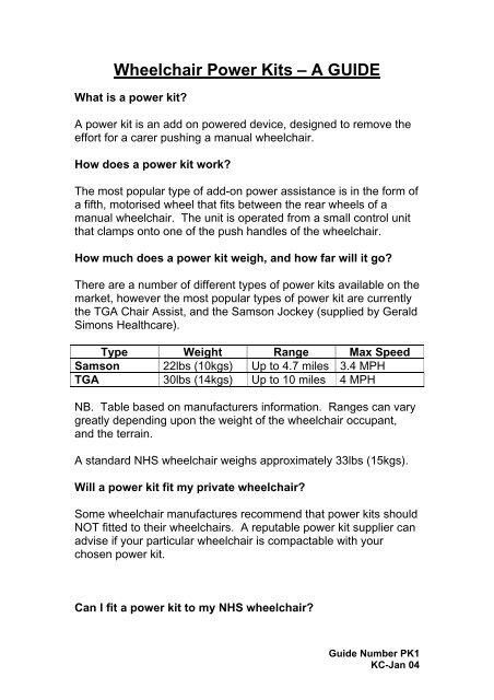 Wheelchair Power Kits â A GUIDE - Library