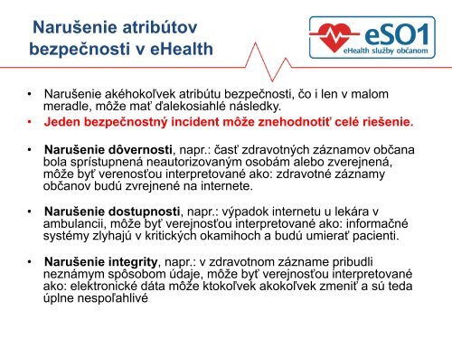 BezpeÄnosÅ¥ eHealth a eSO1