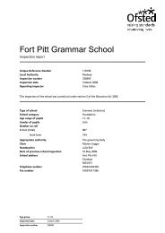 Ofsted Report - Fort Pitt Grammar School