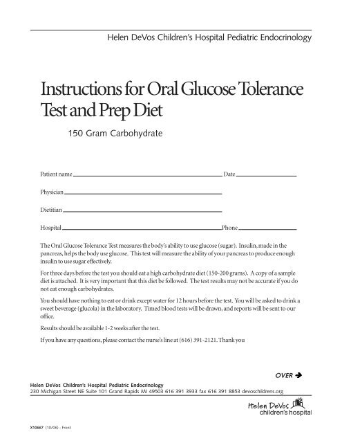 Oral Glucose Tolerance Test Preparation Oral Glucose Tolerance Test Preparation