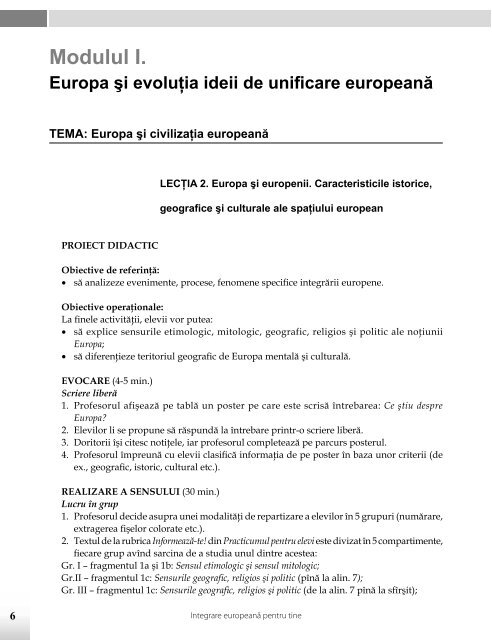 Integrare europeanÄ pentru tine - Pro Didactica