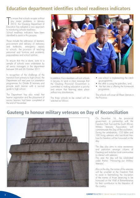 Cabinet Bulletin- November 2011 - Gauteng Online