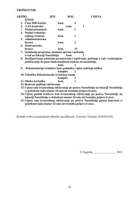 Evidencija radnog vremena- dokumentacija za nadmetanje - NSK