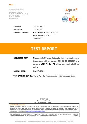 TEST REPORT - Ursa