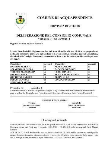 n. 3_26.4.2012_Nomina revisore dei conti - Comune di ...