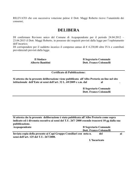 n. 3_26.4.2012_Nomina revisore dei conti - Comune di ...