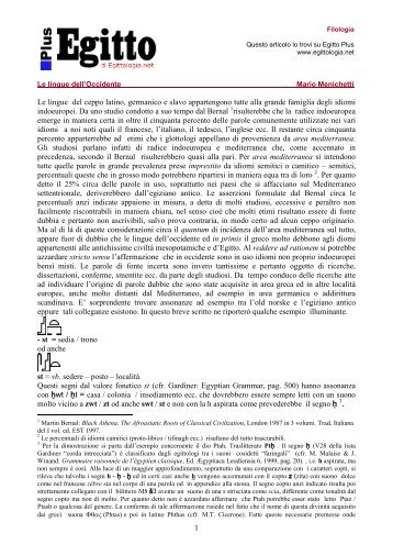 1 Le lingue del ceppo latino, germanico e slavo ... - Egittologia.net