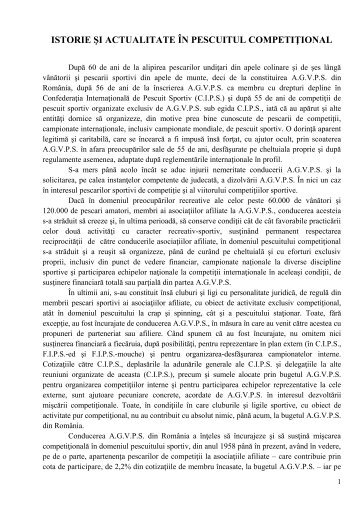 ISTORIE ÅI ACTUALITATE ÃN PESCUITUL COMPETIÅ¢IONAL - AGVPS