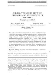 the relationships between defenses and experiences of depression