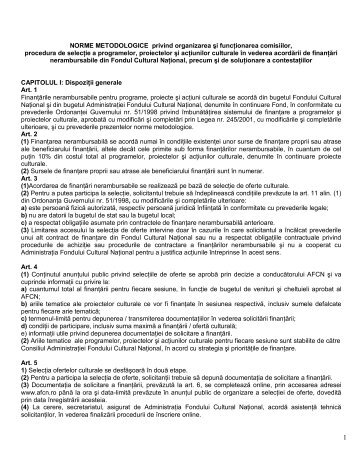 NORME METODOLOGICE privind organizarea Åi ... - AFCN