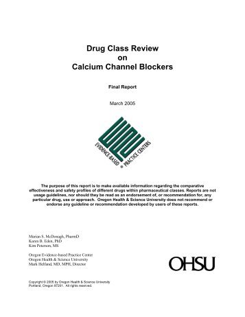 Drug Class Review on Calcium Channel Blockers - Giving to OHSU