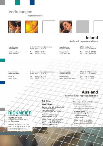 Vertretungen Inland Ausland  - RICKMEIER Pumpentechnologie