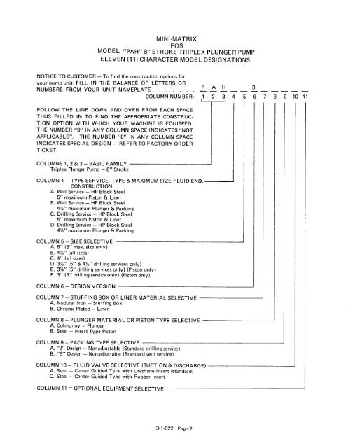 PAH Parts Manual - C & B Pumps and Compressors