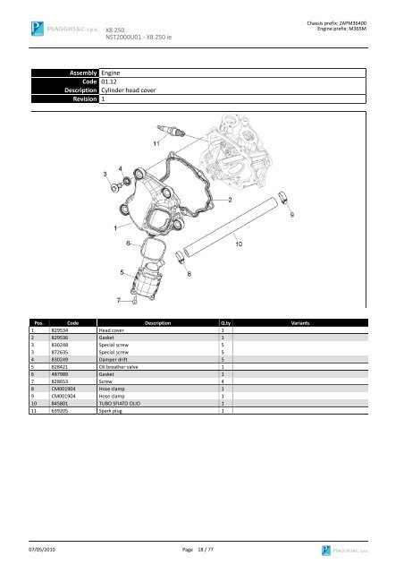 X8 250 NST2000U01 SPARE PARTS CATALOGUE ... - Scooter Tyres