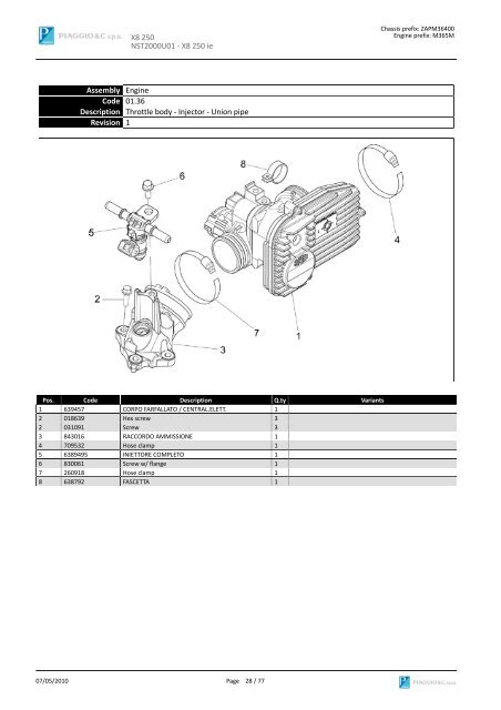 X8 250 NST2000U01 SPARE PARTS CATALOGUE ... - Scooter Tyres