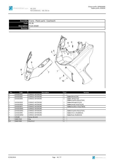 X8 250 NST2000U01 SPARE PARTS CATALOGUE ... - Scooter Tyres