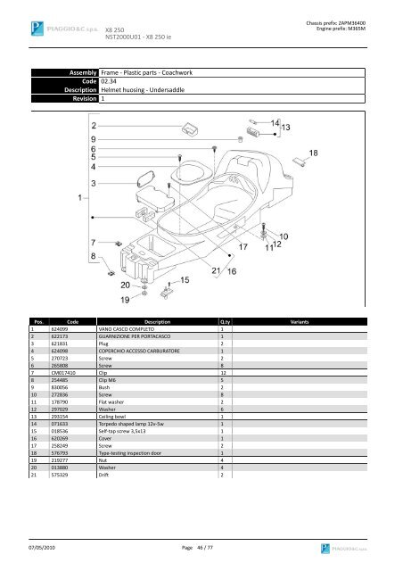 X8 250 NST2000U01 SPARE PARTS CATALOGUE ... - Scooter Tyres