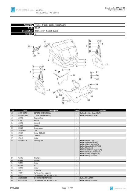 X8 250 NST2000U01 SPARE PARTS CATALOGUE ... - Scooter Tyres