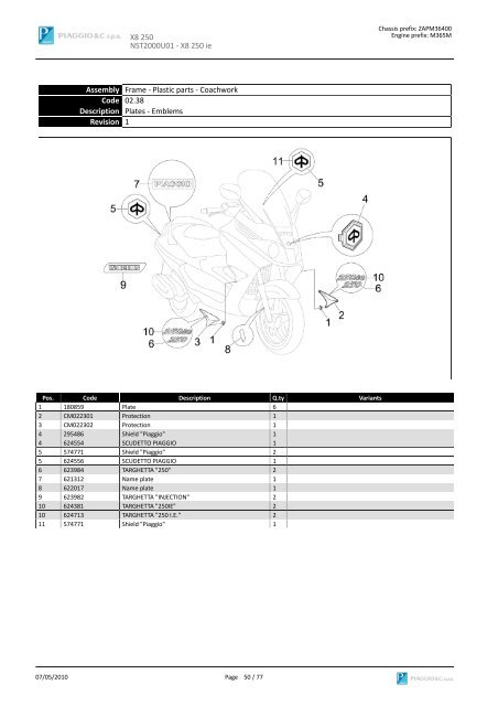 X8 250 NST2000U01 SPARE PARTS CATALOGUE ... - Scooter Tyres