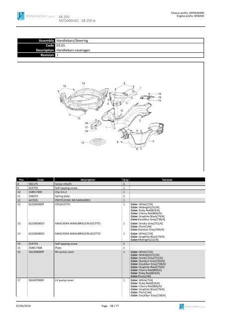 X8 250 NST2000U01 SPARE PARTS CATALOGUE ... - Scooter Tyres