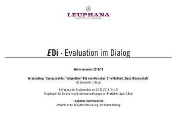 Evaluation im Dialog fÃ¼r Dr. Alexander I. Stingl zur Veranstaltung ...