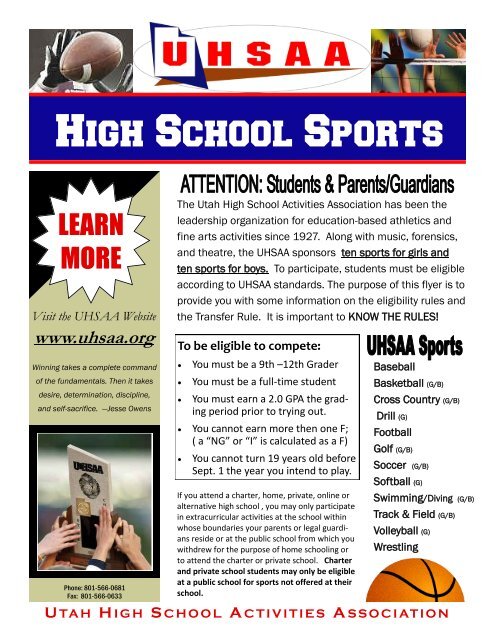 UHSAA Eligibility Policies