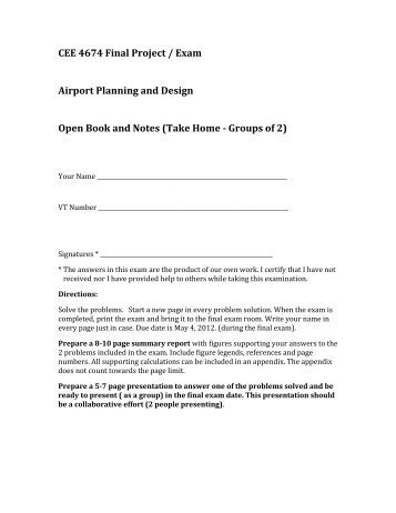CEE 4674 Final Project / Exam Airport Planning and Design Open ...