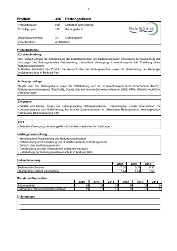 Produkt 326 Rettungsdienst - Rhein-Erft-Kreis