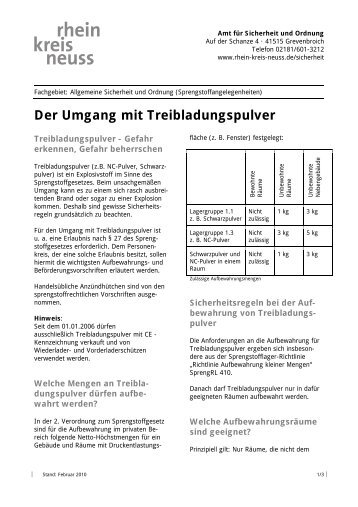 Der Umgang mit Treibladungspulver - Rhein-Kreis Neuss