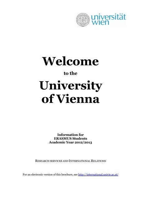 University of Vienna - Internationale Beziehungen - UniversitÃ¤t Wien