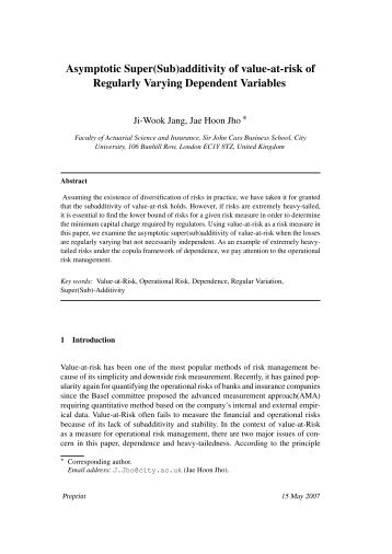 Asymptotic Super(Sub)additivity of value-at-risk of Regularly Varying ...