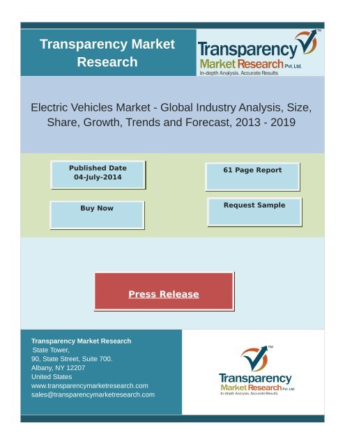 Electric Vehicles Market - Global Industry Analysis, Size, Share, Growth, Trends and Forecast, 2013 - 2019