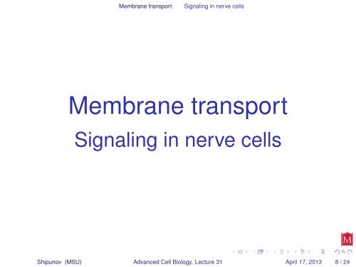 Advanced Cell Biology. Lecture 31 - Materials of Alexey Shipunov