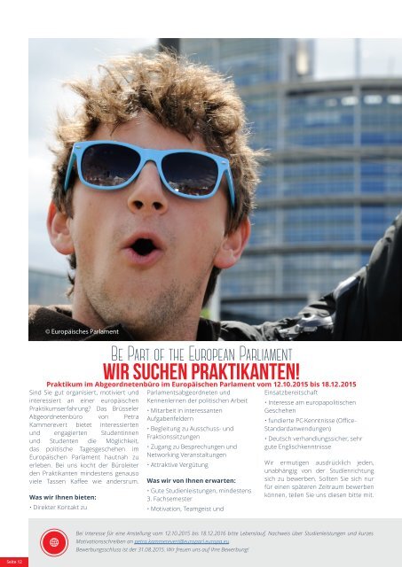Infobrief der Europaabgeordneten Petra Kammerevert - Ausgabe: Juli 2015 Nr. 6