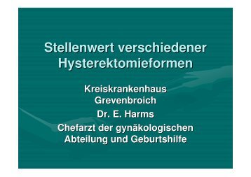 Verteilung der Hysterektomieformen in unserer Klinik