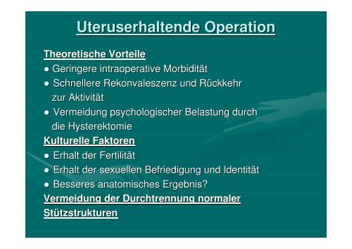 Verteilung der Hysterektomieformen in unserer Klinik