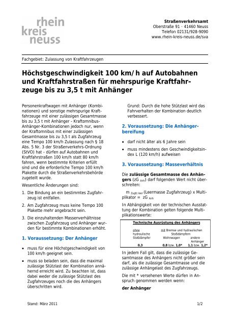 Höchstgeschwindigkeit 100 km/h auf Autobahnen und ...