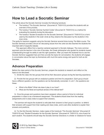 How to Lead a Socratic Seminar - Saint Mary's Press