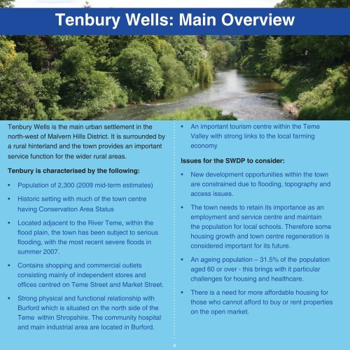 Tenbury Wells is the main urban settlement in the northwest of