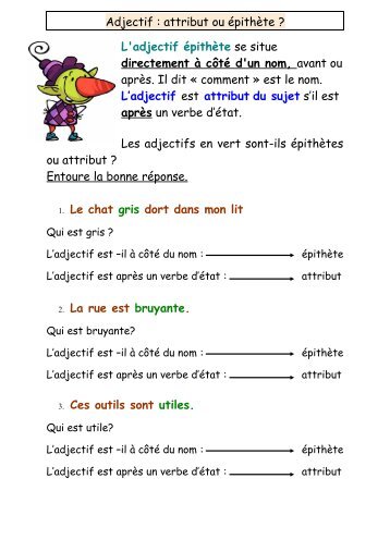 Adjectif : attribut ou épithète - Le petit roi, enfant autiste