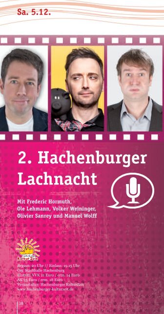 Hachenburger Kulturzeit - Veranstaltungskalender 2015