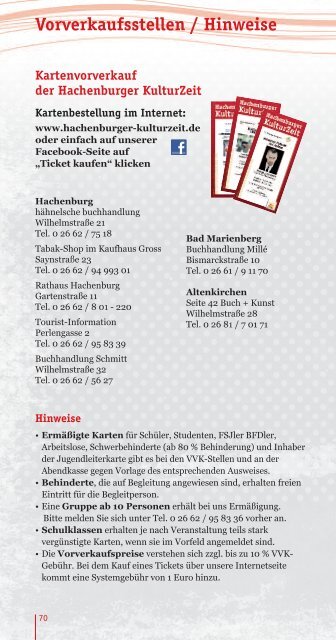 Hachenburger Kulturzeit - Veranstaltungskalender 2015