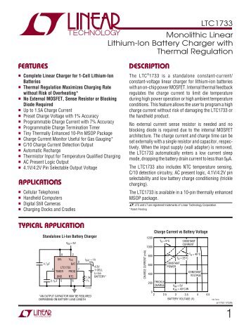 LTC1733 - Monolithic Linear Lithium-Ion Battery Charger with ...