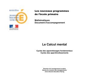 Documents d'accompagnement : Le calcul mental