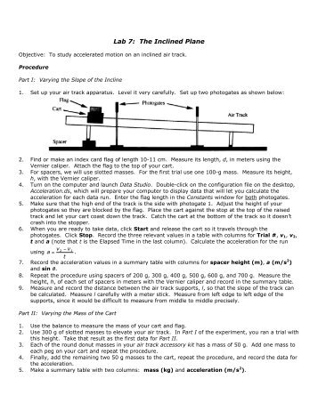 Lab 7: The Inclined Plane