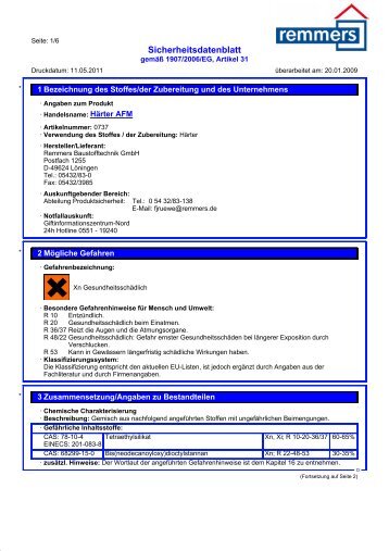 Sicherheitsdatenblatt Komponente B - Remmers