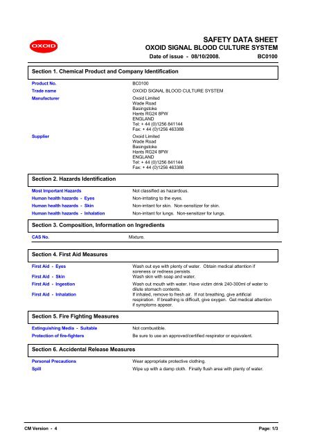 3061 OXOID SIGNAL BLOOD CULTURE SYSTEM (English (GB ...