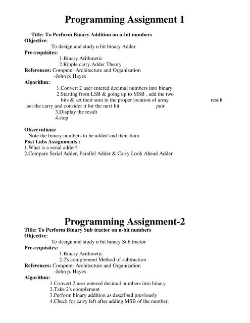 assignment programming