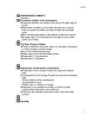 ATMOSPHERIC HUMIDITY Chapter 4 Circulation of Water in the ...